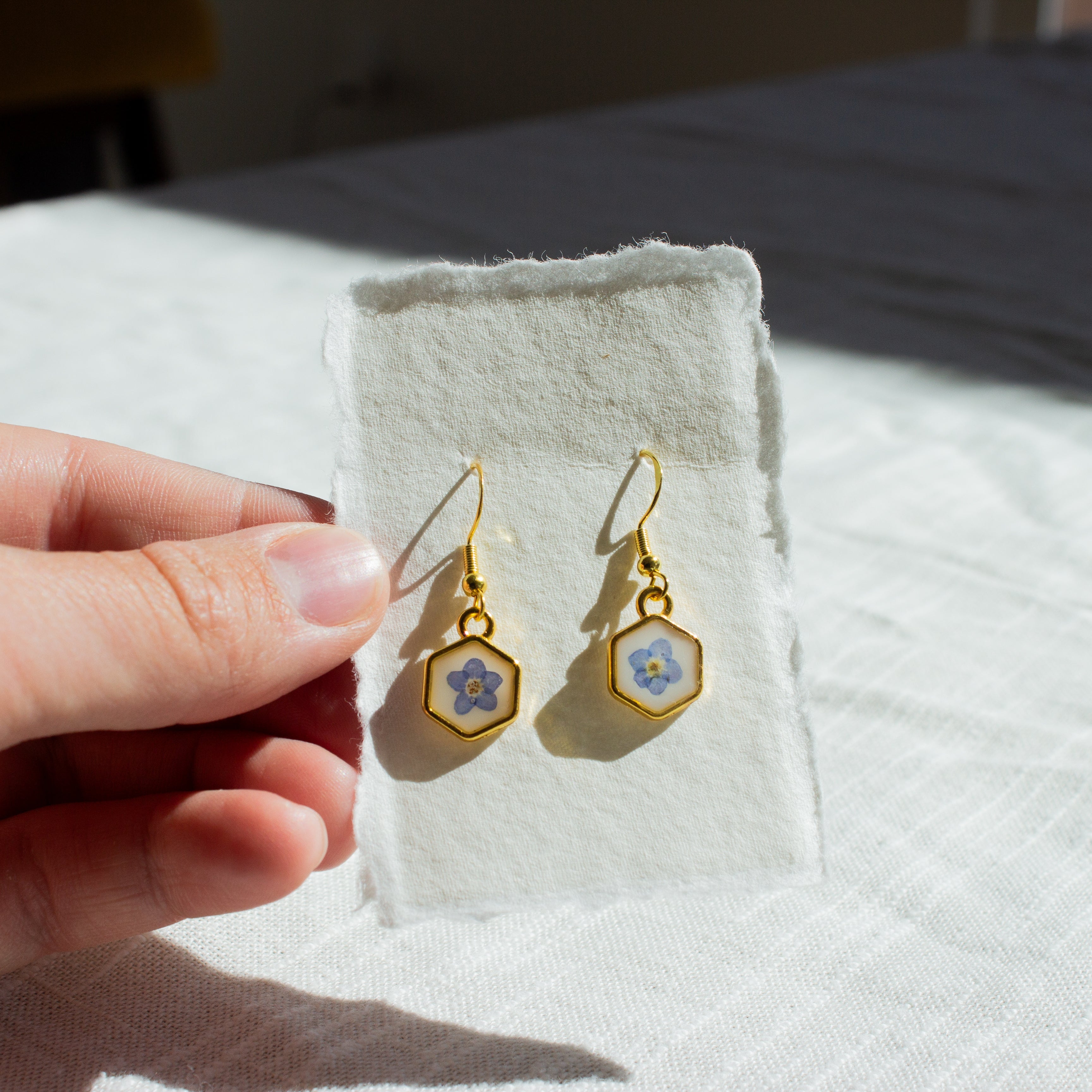 Forget-Me-Not Resin Earrings