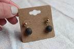 New Moon Clay Sphere Earrings – Hand-Rolled Obsidian Clay