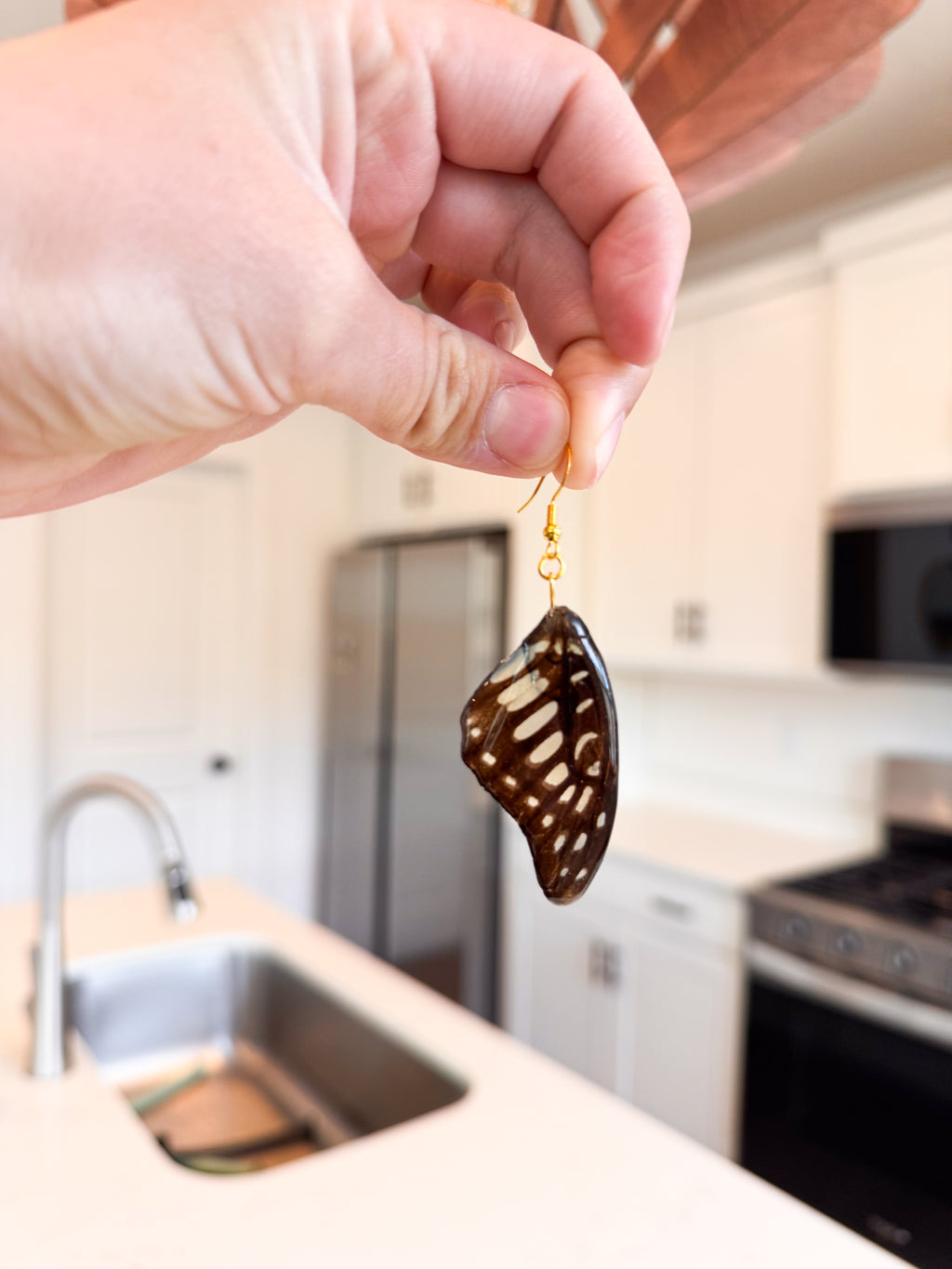 Large Black & White Butterfly Earrings